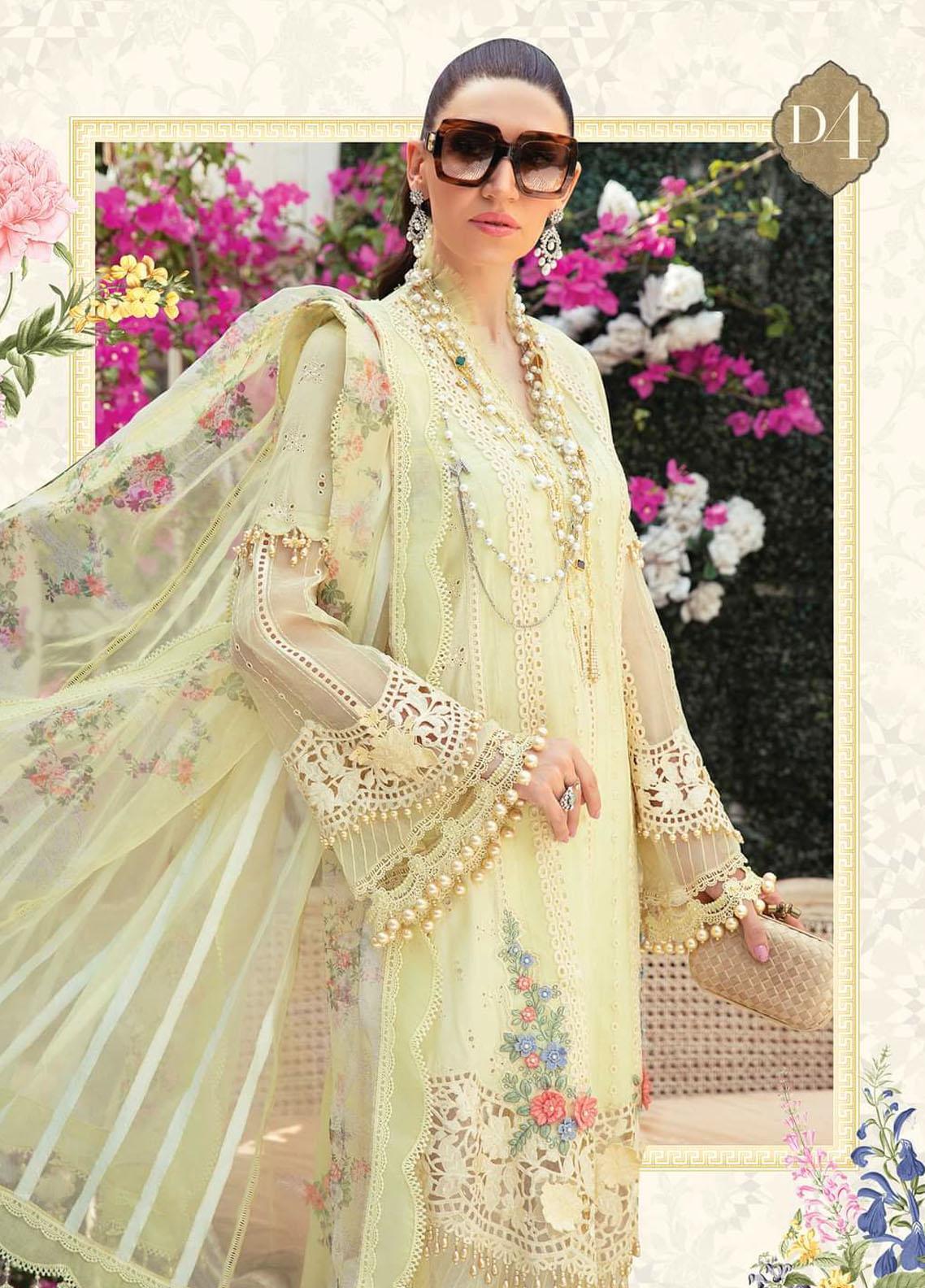 Maria B Embroidered Lawn Suit Unstitched 3 Piece 04 MBEL22 - Eid Collection