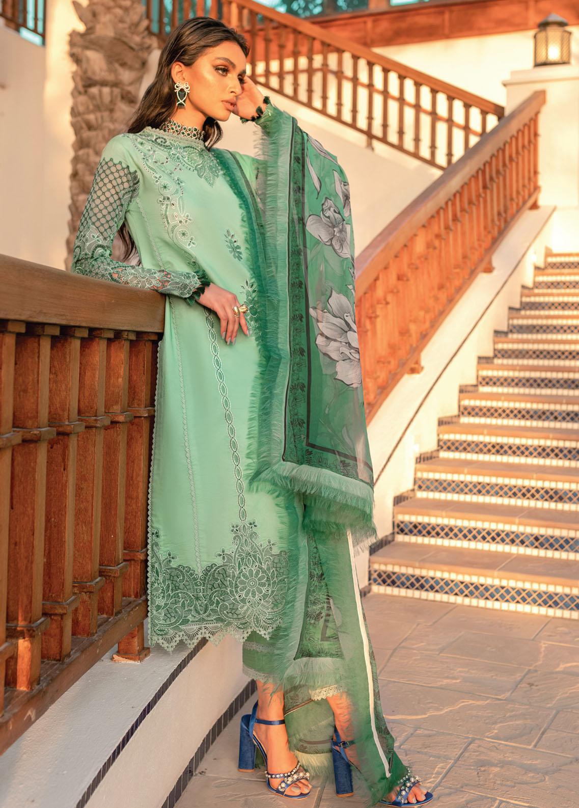 Hemline By Mushq Embroidered Lawn Suit Unstitched 3 Piece 02B Fresh Sage MHL22 – Summer Collection
