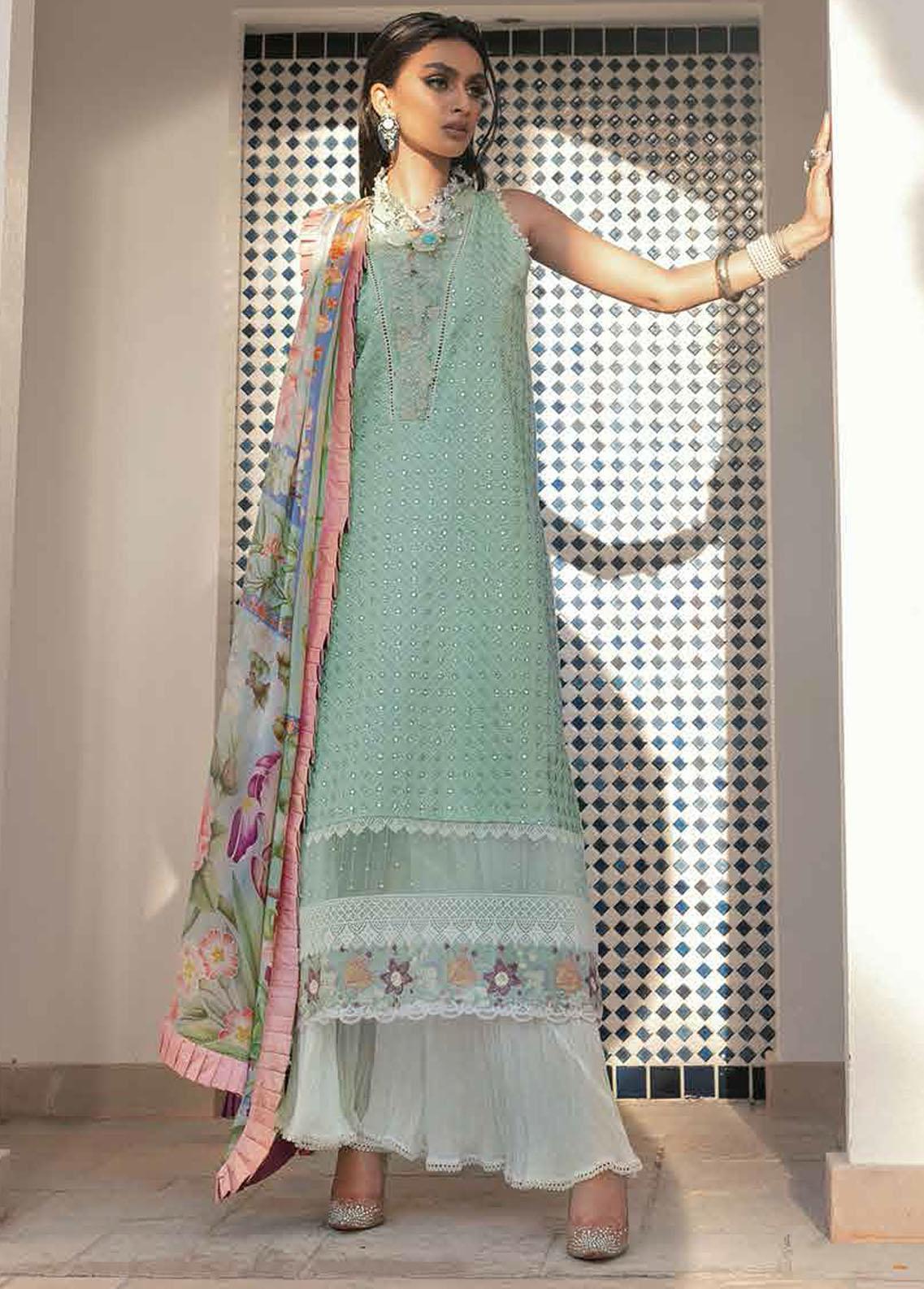 Hemline By Mushq Embroidered Lawn Suit Unstitched 3 Piece 04A Honeydew MHL22 - Summer Collection