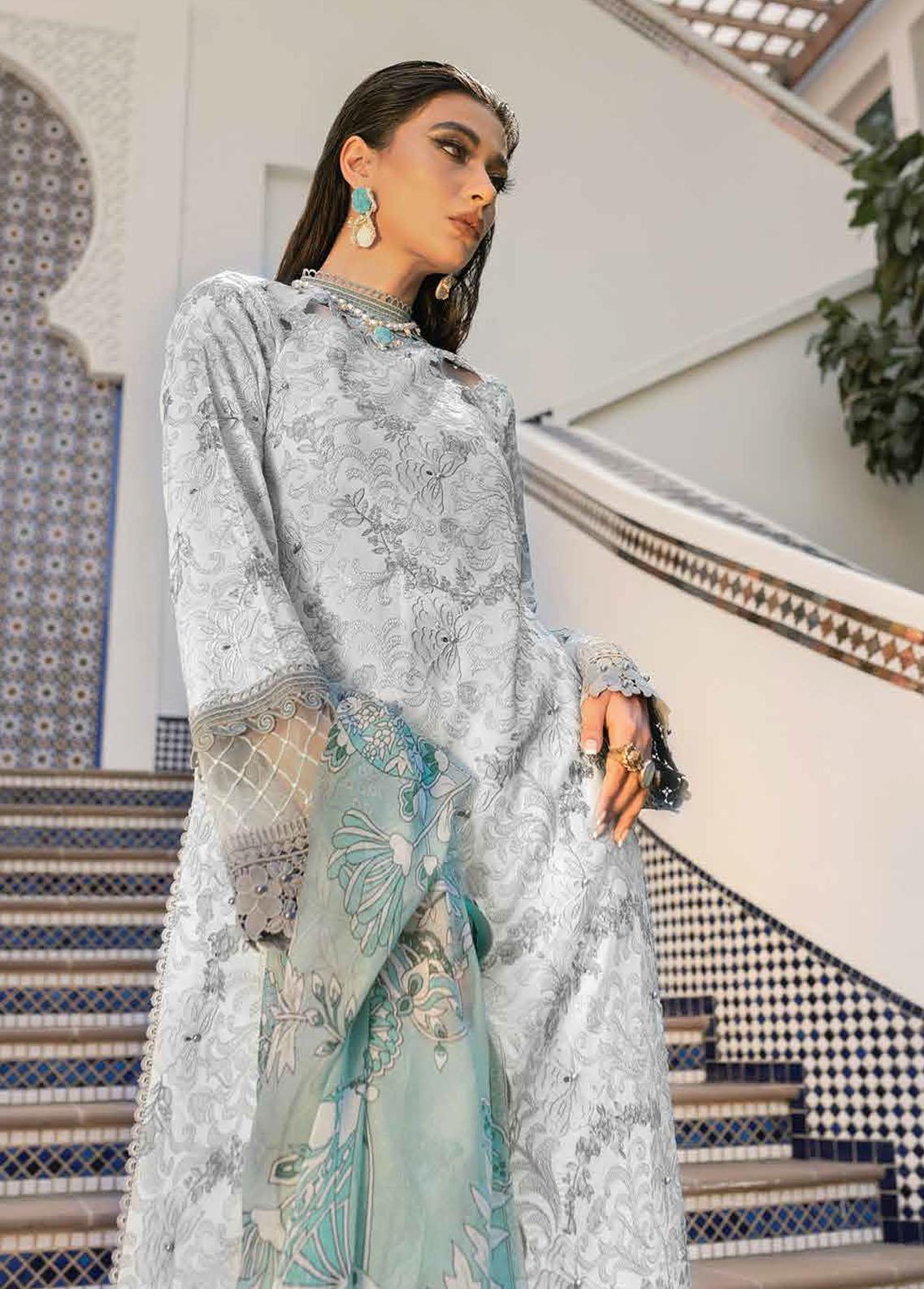 Hemline By Mushq Embroidered Lawn Suit Unstitched 3 Piece 06B Surf Spray MHL22 – Summer Collection