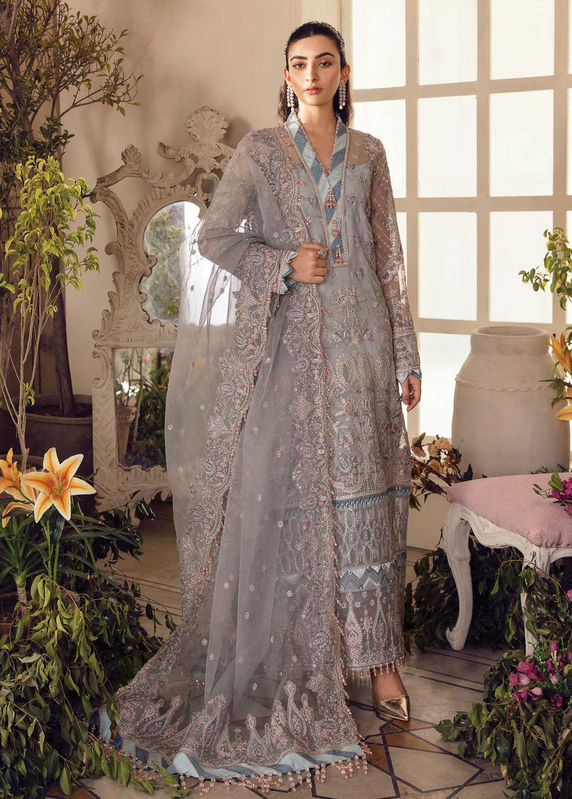 La Fuchsia By Afrozeh Embroidered Organza Suit Unstitched 3 Piece AFWC22-02 Lucia - Wedding Collection