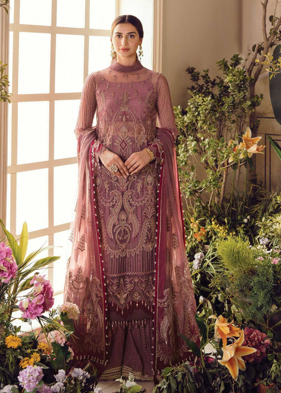 La Fuchsia By Afrozeh Embroidered Net Suit Unstitched 3 Piece AFWC22-07 Valentina – Wedding Collection