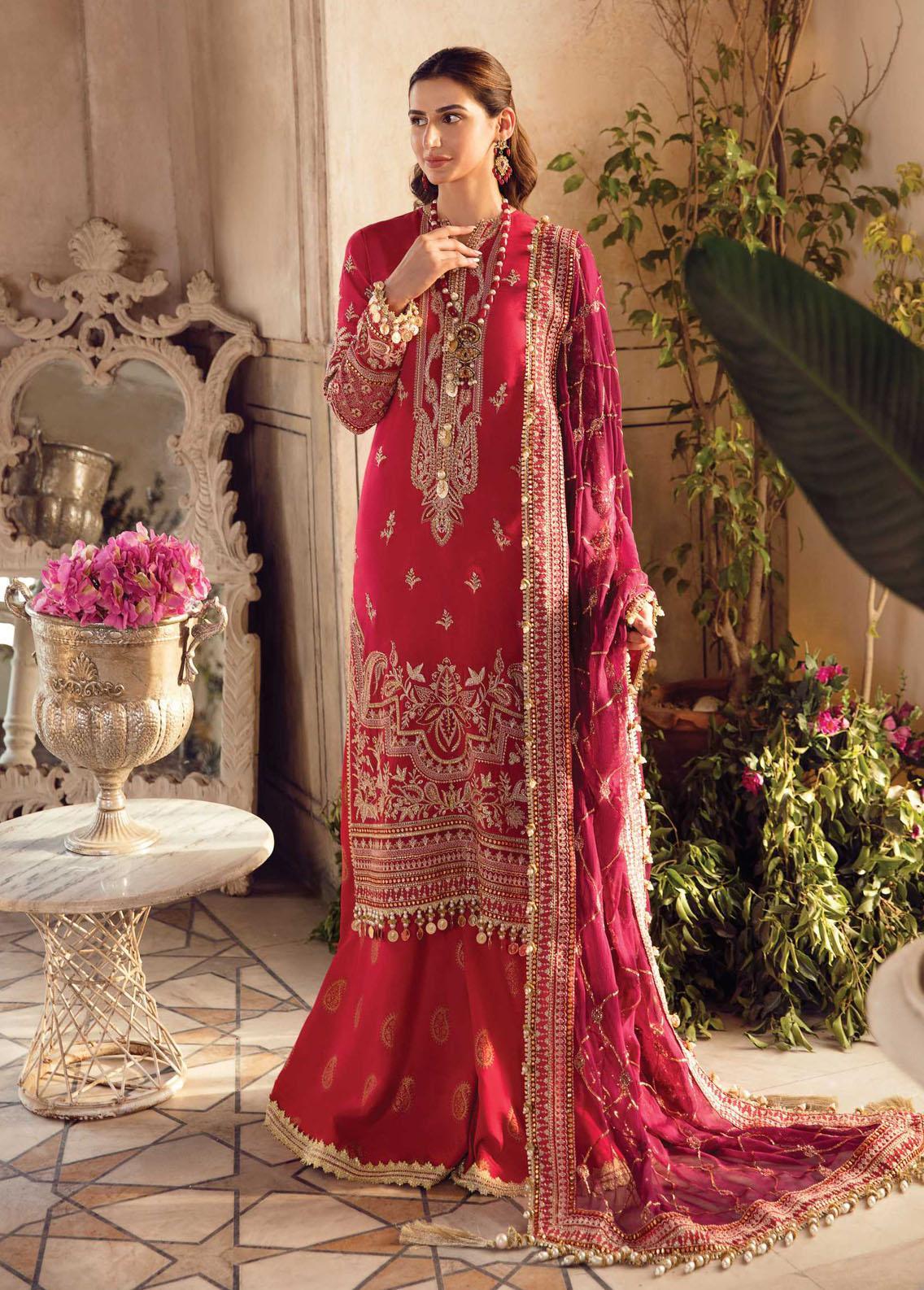 La Fuchsia By Afrozeh Embroidered Net Suit Unstitched 3 Piece AFWC22-09 Zinnia - Wedding Collection