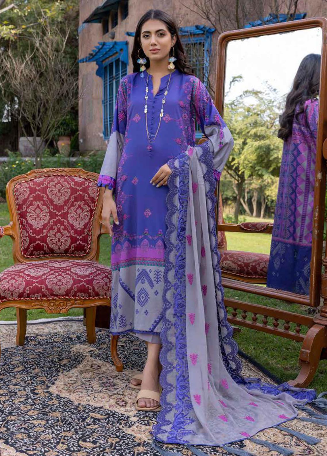 Charizma Combination Embroidered Lawn Suit Unstitched 3 Piece 21 CRZCV422 - Summer Collection