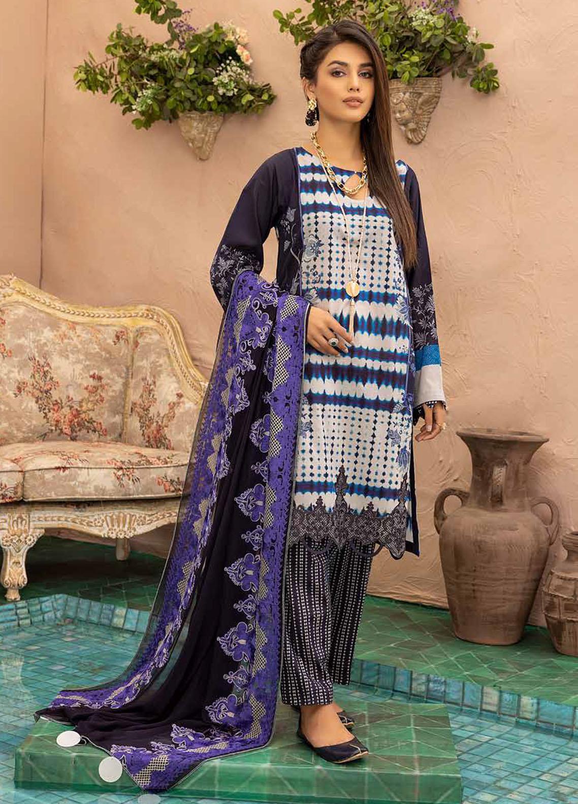 Charizma Combination Embroidered Lawn Suit Unstitched 3 Piece 27 CRZCV422 - Summer Collection