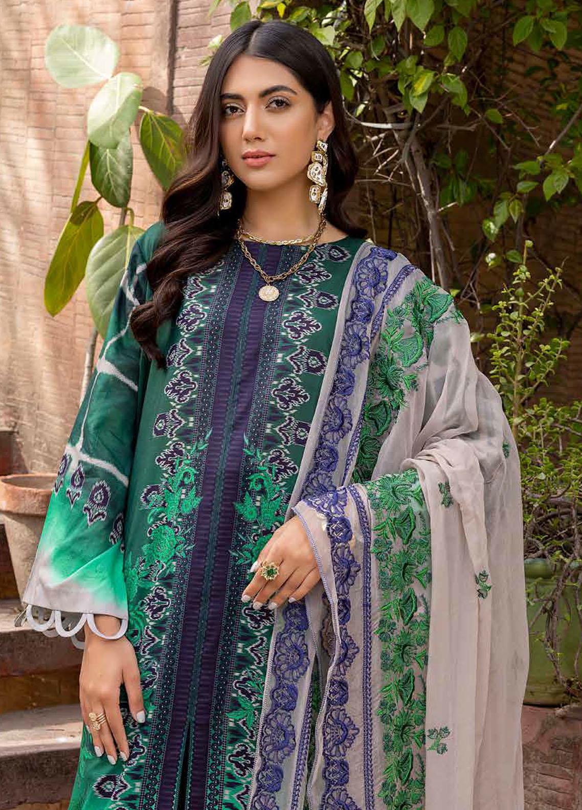 Charizma Combination Embroidered Lawn Suit Unstitched 3 Piece 28 CRZCV422 - Summer Collection