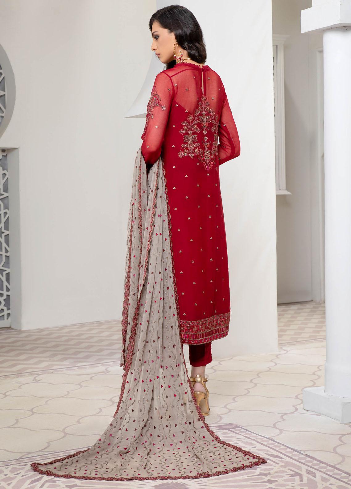 Pareesia by Zarif Embroidered Chiffon Suit Unstitched 3 Piece ZPC22-06 Crimson – Luxury Collection