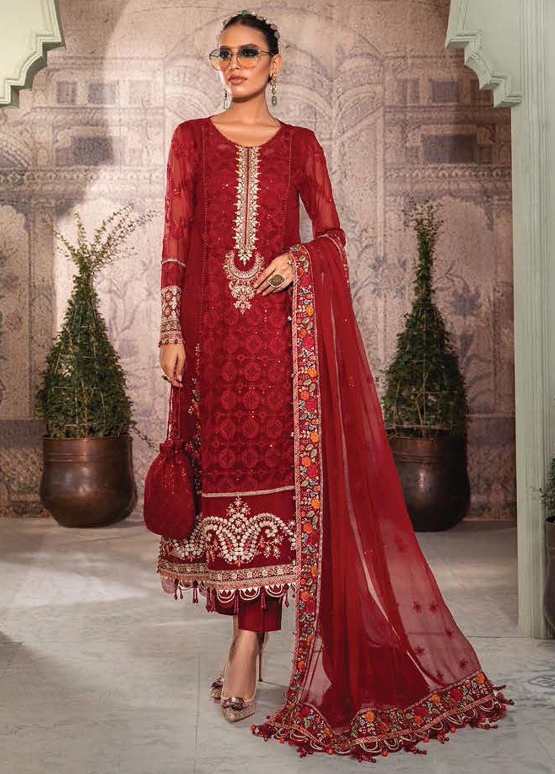 Maria B Embroidered Chiffon Suits Unstitched 3 Piece D1 – Luxury Collection