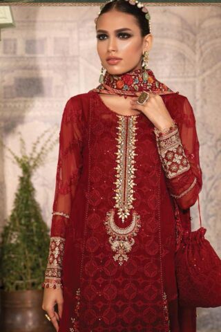 Maria B Embroidered Chiffon Suits Unstitched 3 Piece D1 - Luxury Collection