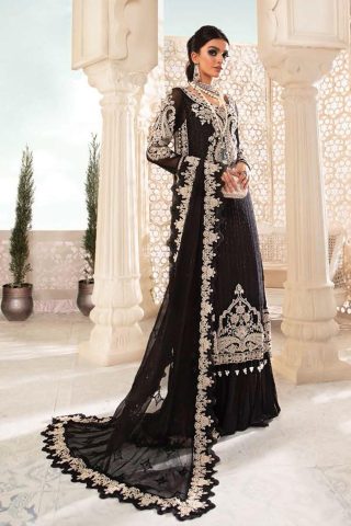 Maria B Embroidered Chiffon Suits Unstitched 3 Piece D4 - Luxury Collection