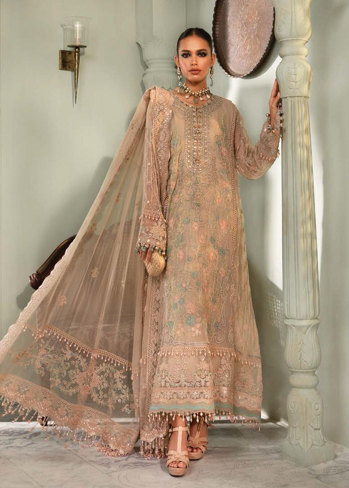 Maria B Embroidered Chiffon Suits Unstitched 3 Piece D6 Luxury