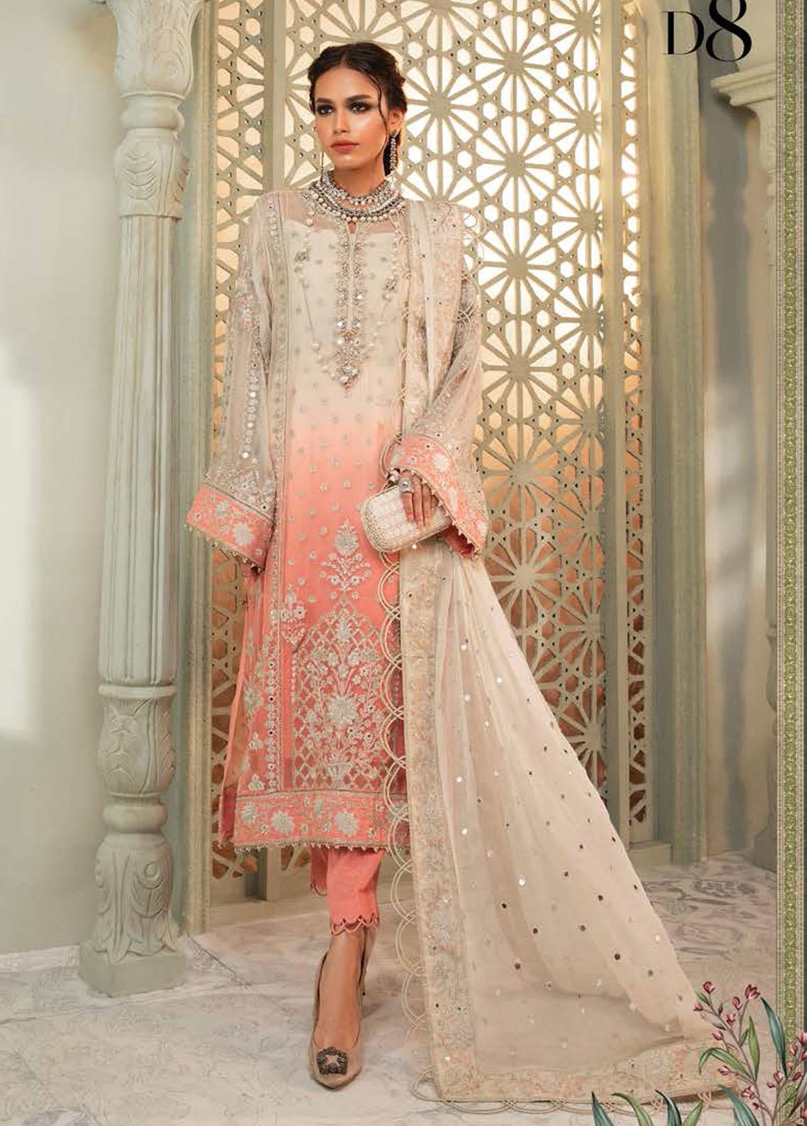 Maria B Embroidered Chiffon Suits Unstitched 3 Piece D8 – Luxury Collection