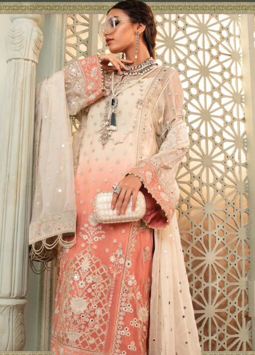 Maria B Embroidered Chiffon Suits Unstitched 3 Piece D8 - Luxury Collection