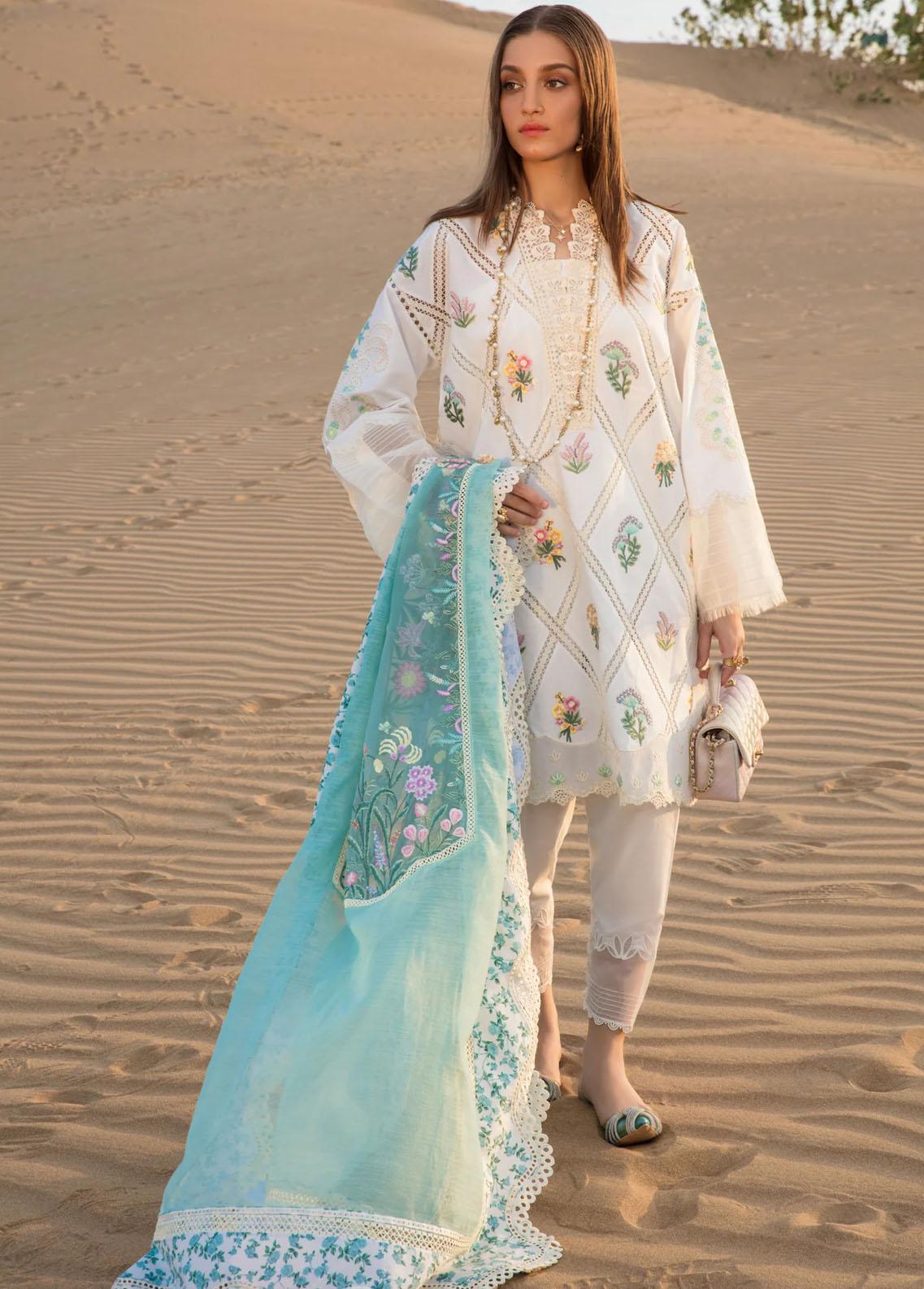 Crimson Embroidered Lawn Suit Unstitched 3 Piece CL23 D1B - Luxury Collection