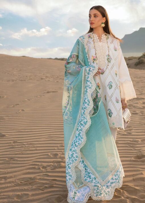 Crimson Embroidered Lawn Suit Unstitched 3 Piece CL23 D1B - Luxury Collection