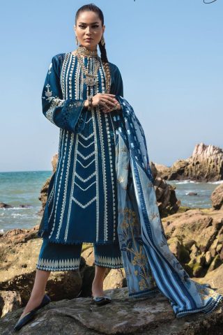 Crimson Embroidered Lawn Suit Unstitched 3 Piece CL23 D4A - Luxury Collection